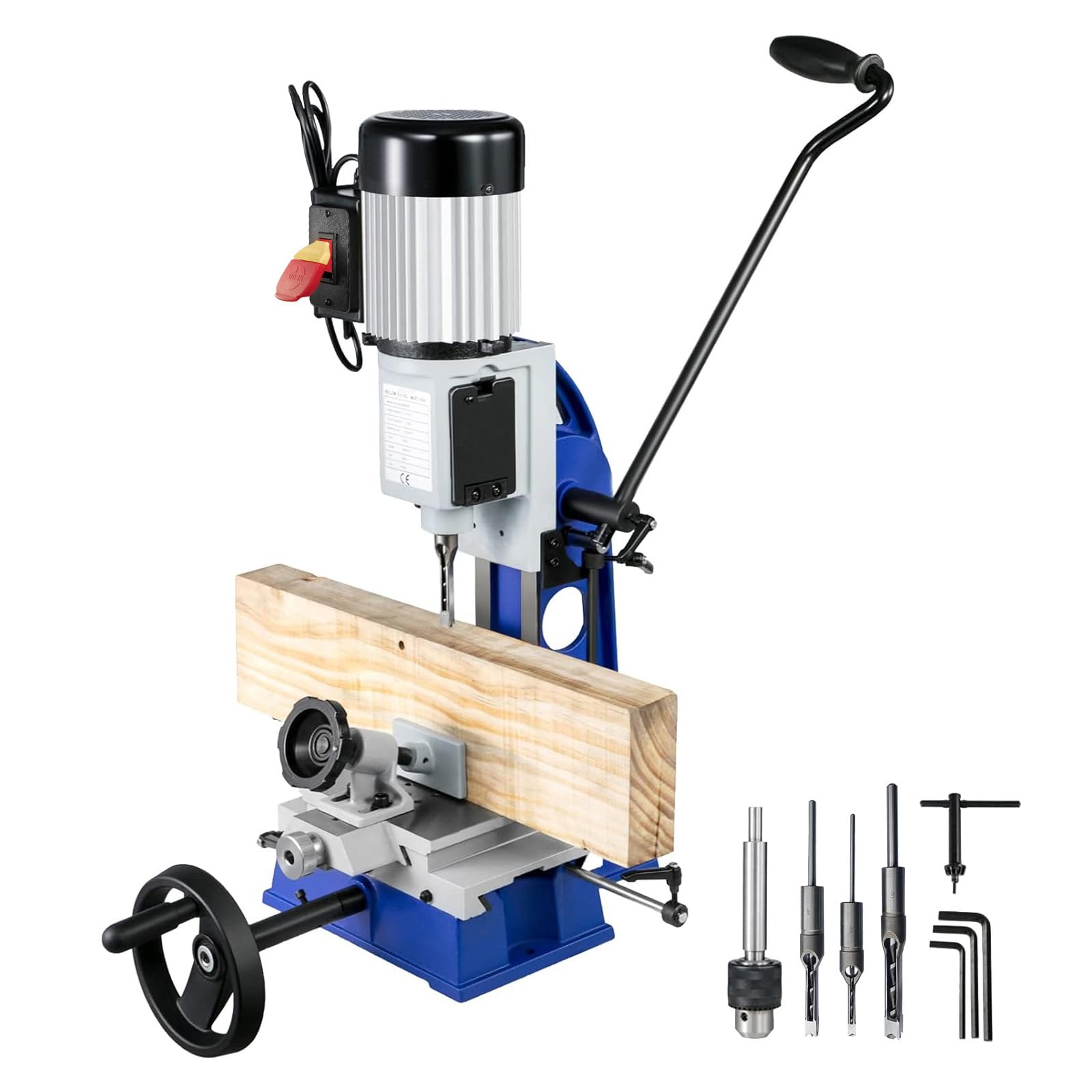 Happybuy Woodworking Mortise Machine, 1/2 HP 1700RPM Powermatic Mortiser, With Movable Work Bench Benchtop Mortising Machine