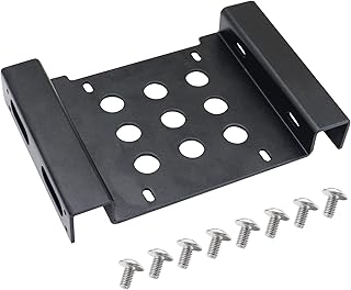 RIIEYOCA Steel SSD HDD Mounting Holder,3.5 inch to 5.25 inch Hard Disk Drive Mounting Kit,with Mounting Screws,for PC Computer Host Solid State Disk Mounting (Black)