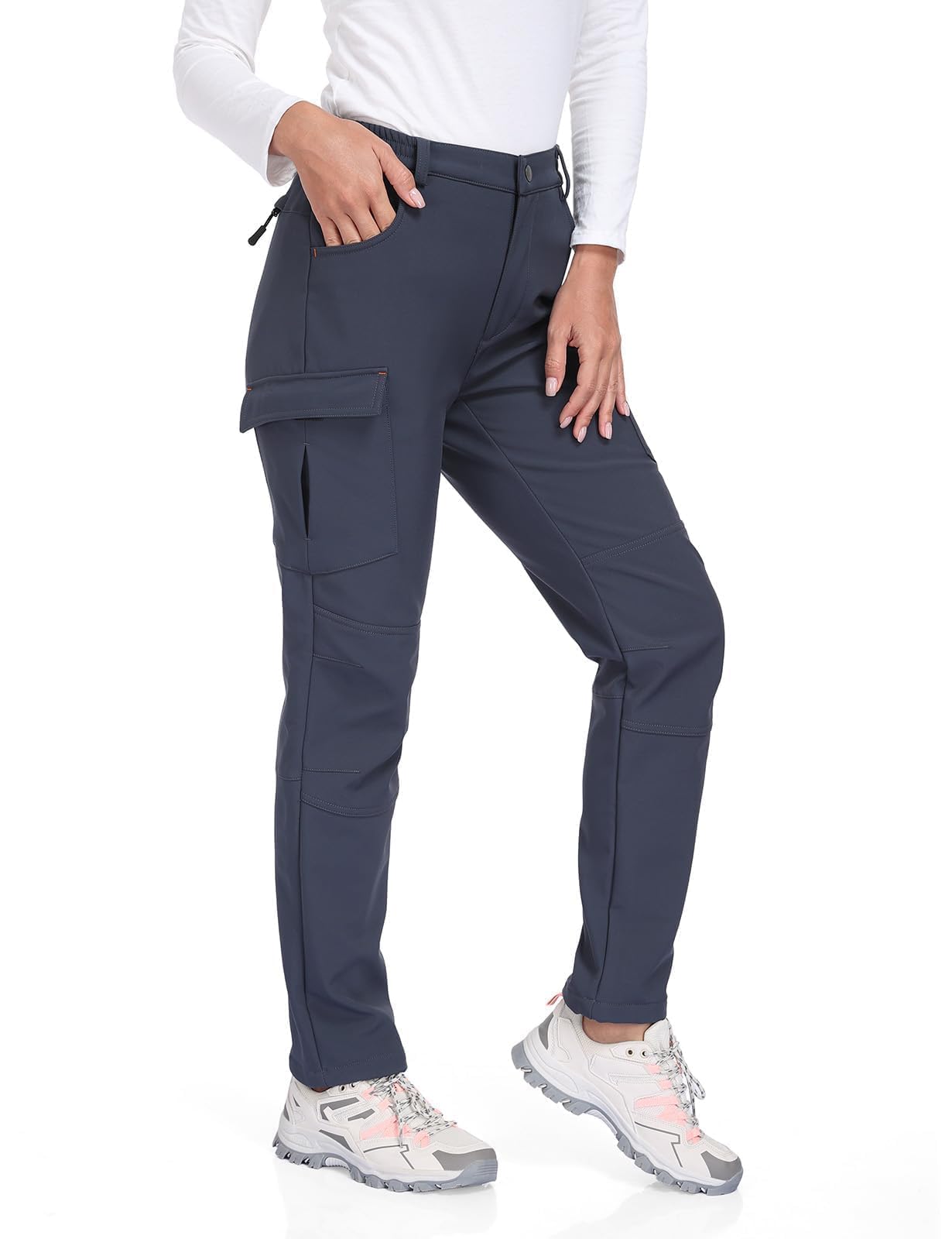 GymBrave Pantaloni Softshell Invernali Donna Impermeabili Imbottiti con Tasche a Zip per Trekking e Sci, Calda Pantalone da Esterno