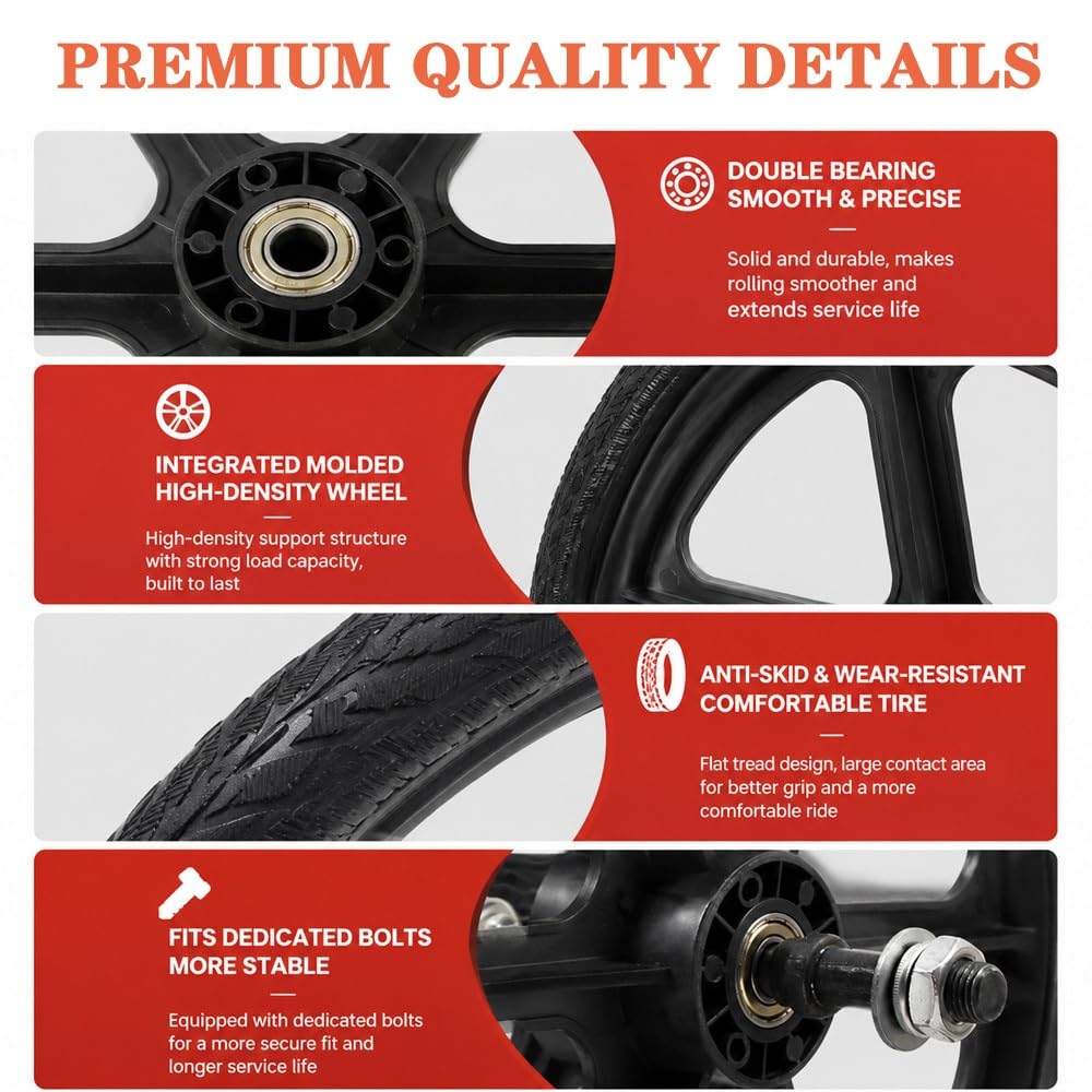 2 Piezas Ruedas Macizos Para Sillas De Ruedas Manual 16 Pulgadas Ruedas Trasera De Repuesto De Silla De Ruedas, Neumáticos No Neumática(Black)