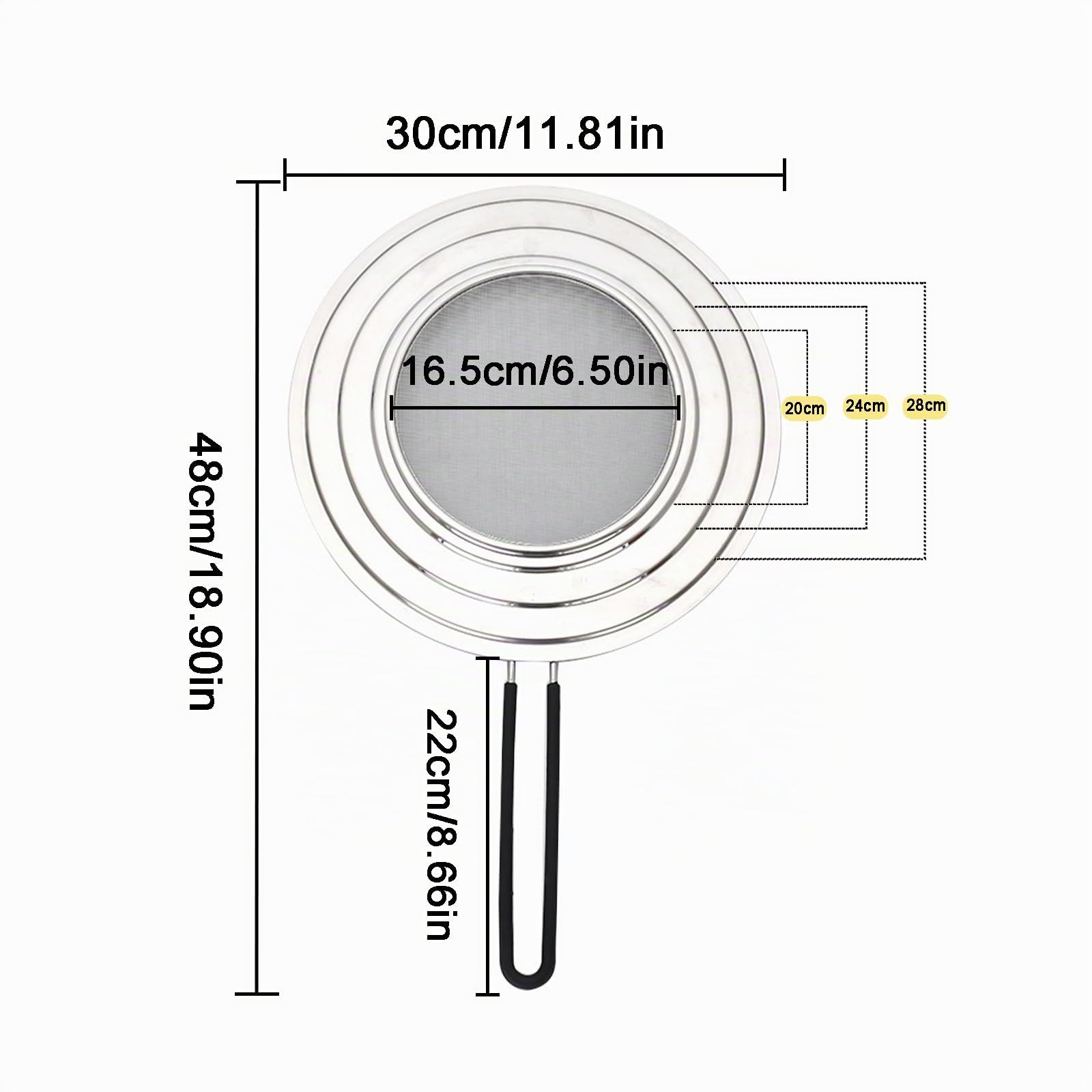 Tapa Sarten Antisalpicaduras, 30cm Antisalpicaduras Cocina Con Mango Plegable, Tapa Sarten Antisalpicaduras Malla,Versátil Protector De Grasa Para Sartén Cocinar y Freír, Evita Salpicaduras De Grasa