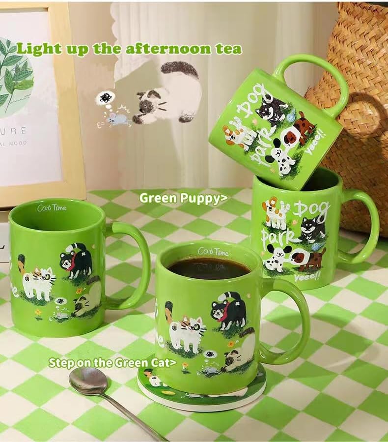 Miniatura 5 de SPLIUMG Tazas de café de 12 onzas, tazas de café novedosas, regalos para gatos amantes de los gatostazas de perros para amantes de los gatos, taza
