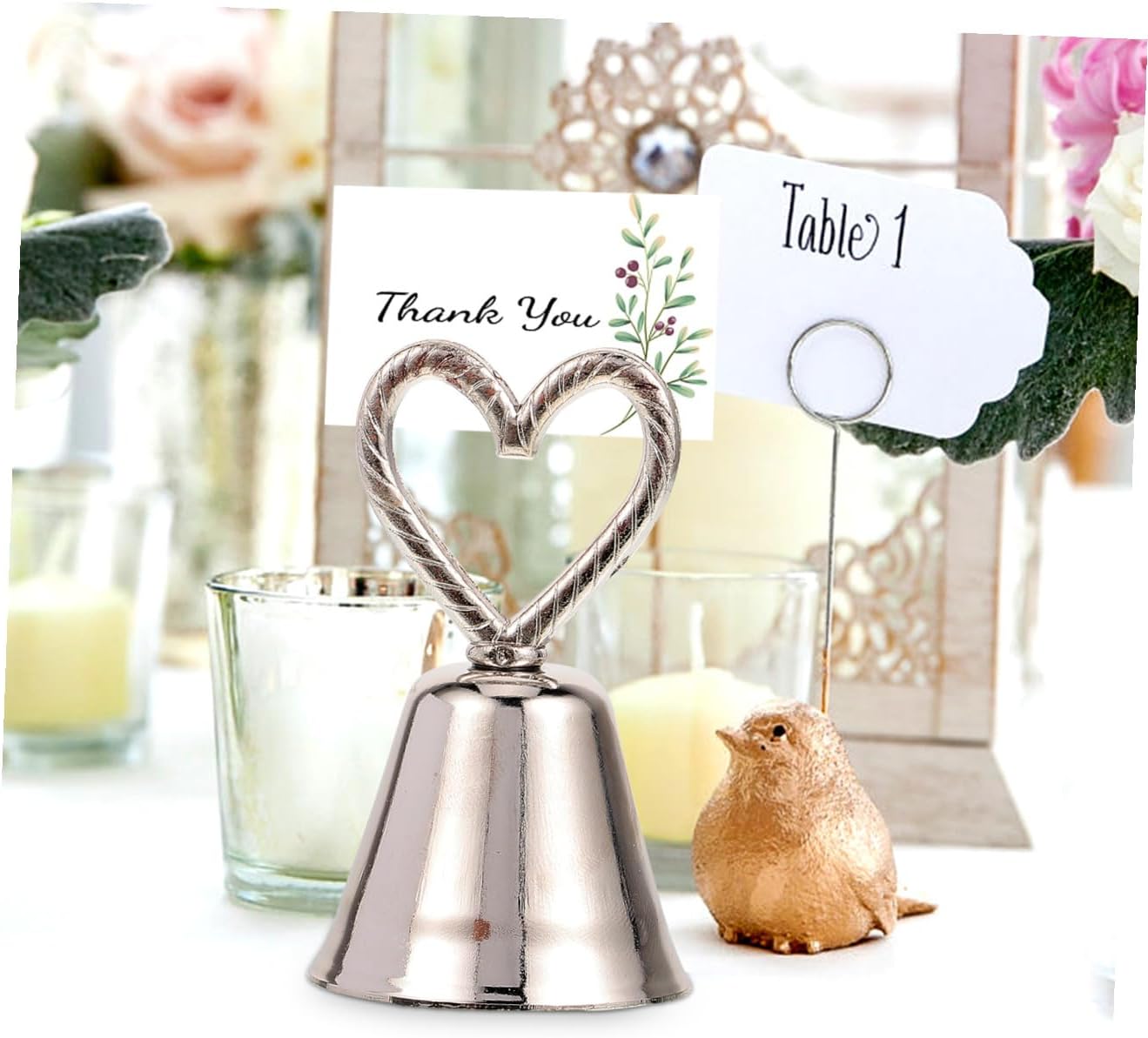 10pcs Wedding Bells Metal Table Number Holders Bells for Wedding Cut of Honor Style
