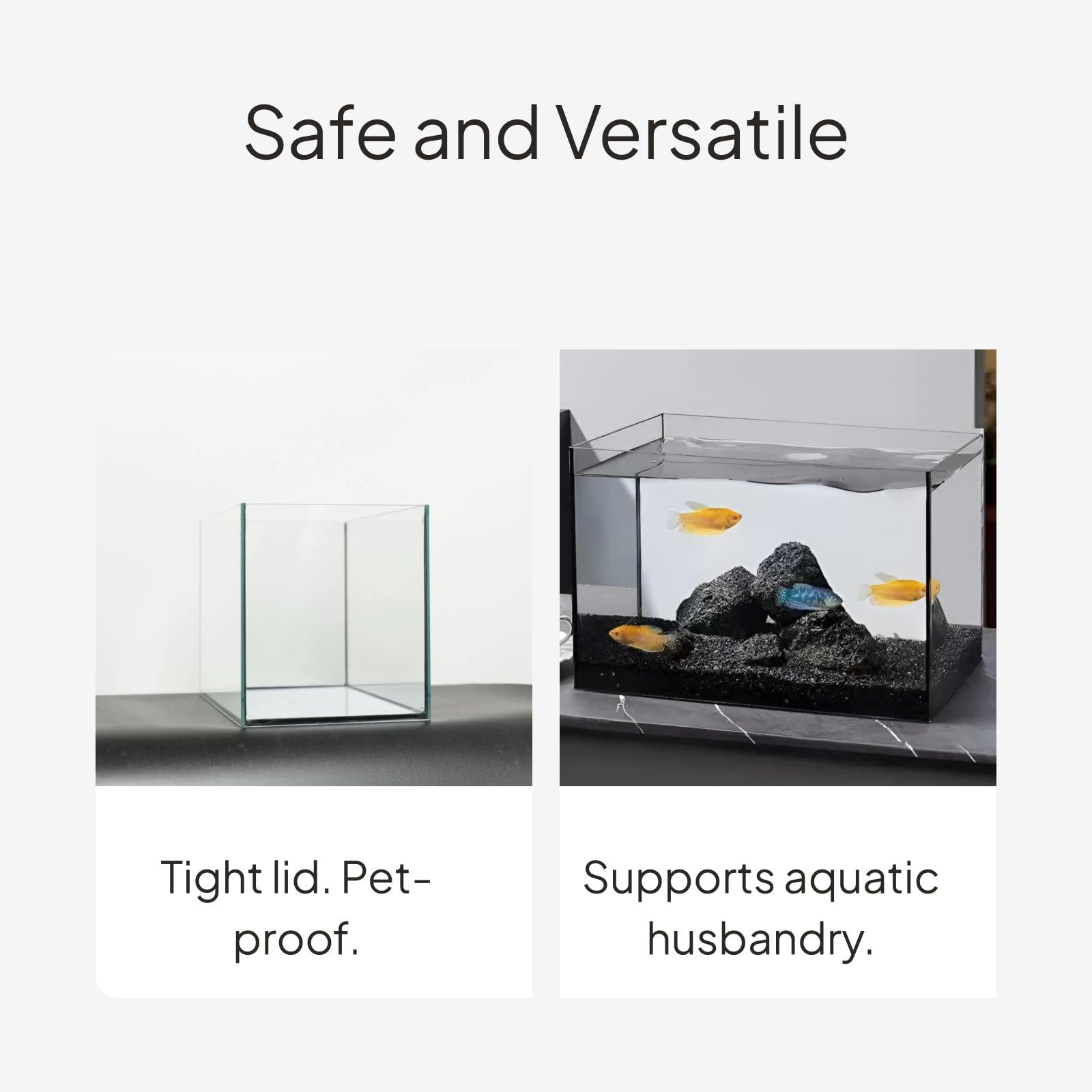 LOVIVER Aquarium Fischbecken Glas-aquariumbehälter mit Schwarzer Silikonversiegelung Modernes Design Transparent Dickwandig für Wohnzimmer Büro Schlafzimmer Einsatz, 35 * 21 * 23cm