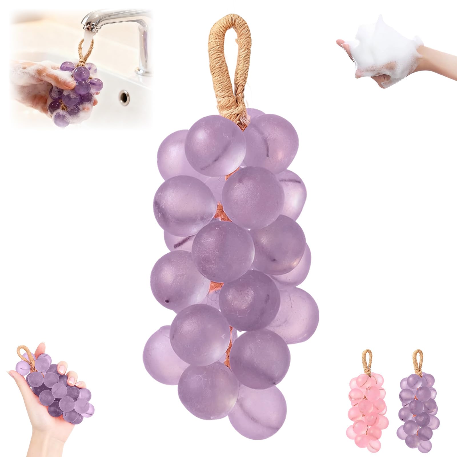 Grape Soap On A Rope Handmade Grapes Cluster Shaped Soaps Natural Cold Process Artisan Soaps Lasting Fragrance for