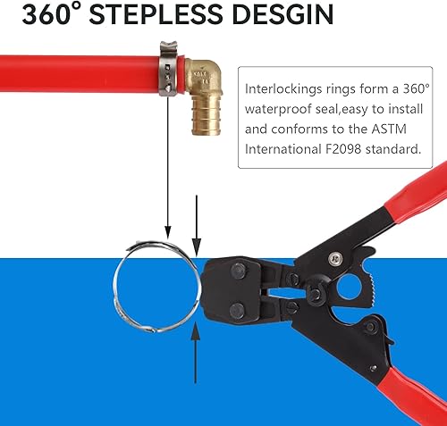 Miniatura 9 de Anillos de abrazadera PEX de 34 pulgadas, paquete de 100 anillos de crimpado PEX de acero inoxidable para tubos PEX