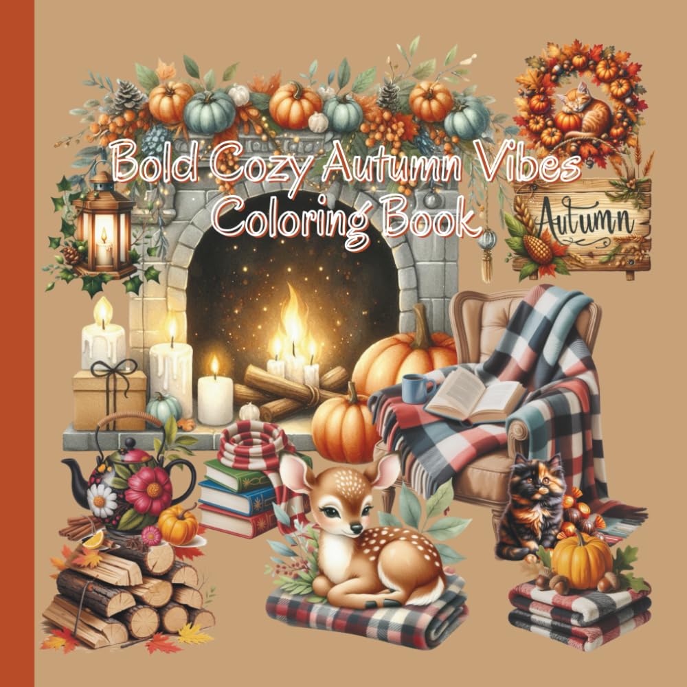 Bold Cozy Autumn Vibes Coloring Book: Fall Harvest Vibes May Yours Be Of Plenty (Autumn and Fall Coloring Books)