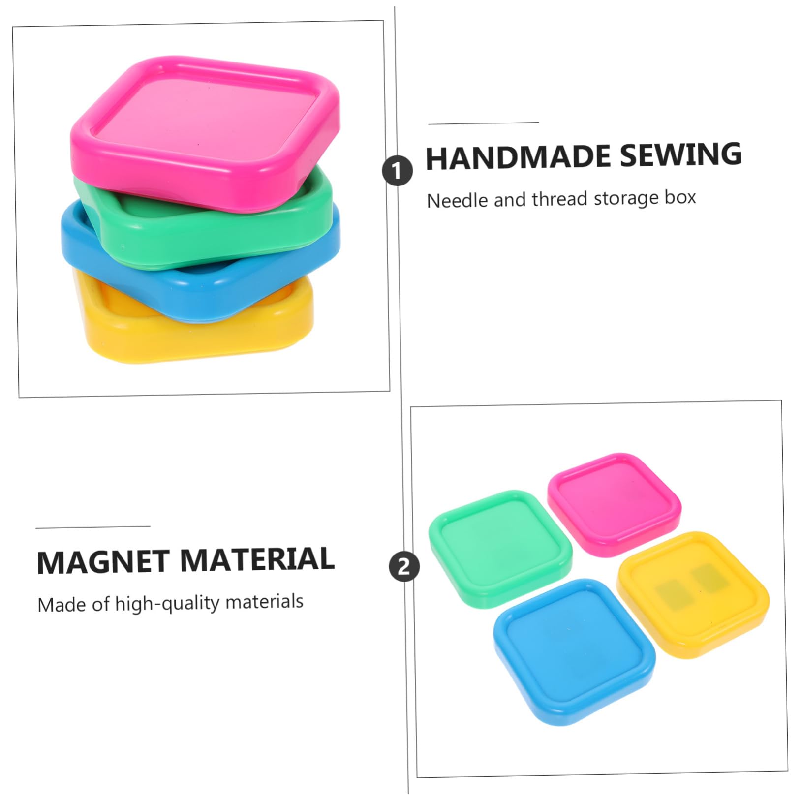 SHINEOFI Scatola Magnetica Porta Spilli per Cucito 4 Pezzi Assorbimento Magnetico in Metallo, Organizer Compatto per Aghi e Chiodi, per Uso Fai-da-Te e Viaggi