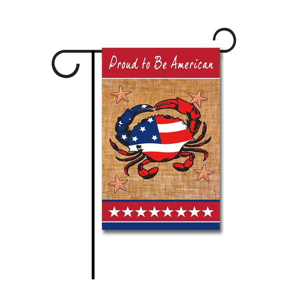 KafePross Proud to Be American Patriotic Garden Flag Crab and Star July 4Th Banner 12.5"X18" Print Both Sides
