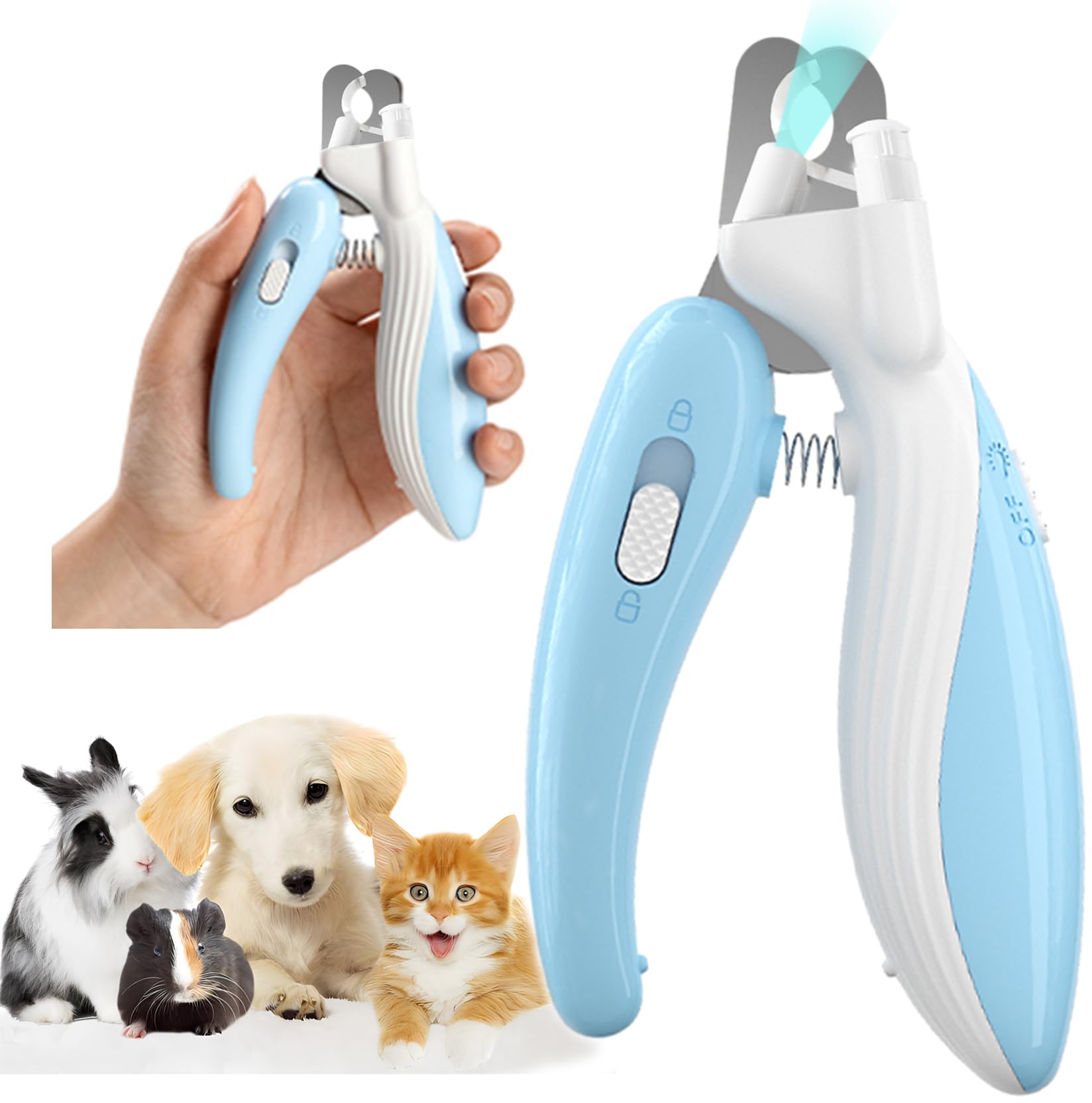 Ginalaia Cat Dog Pet Nail Clippers with Light, Llluminates Cat Dog Nails Or Bloodline, Safety Pet Nail Clipper for Dogs, Cats, Rabbits, Sharp, No Nail