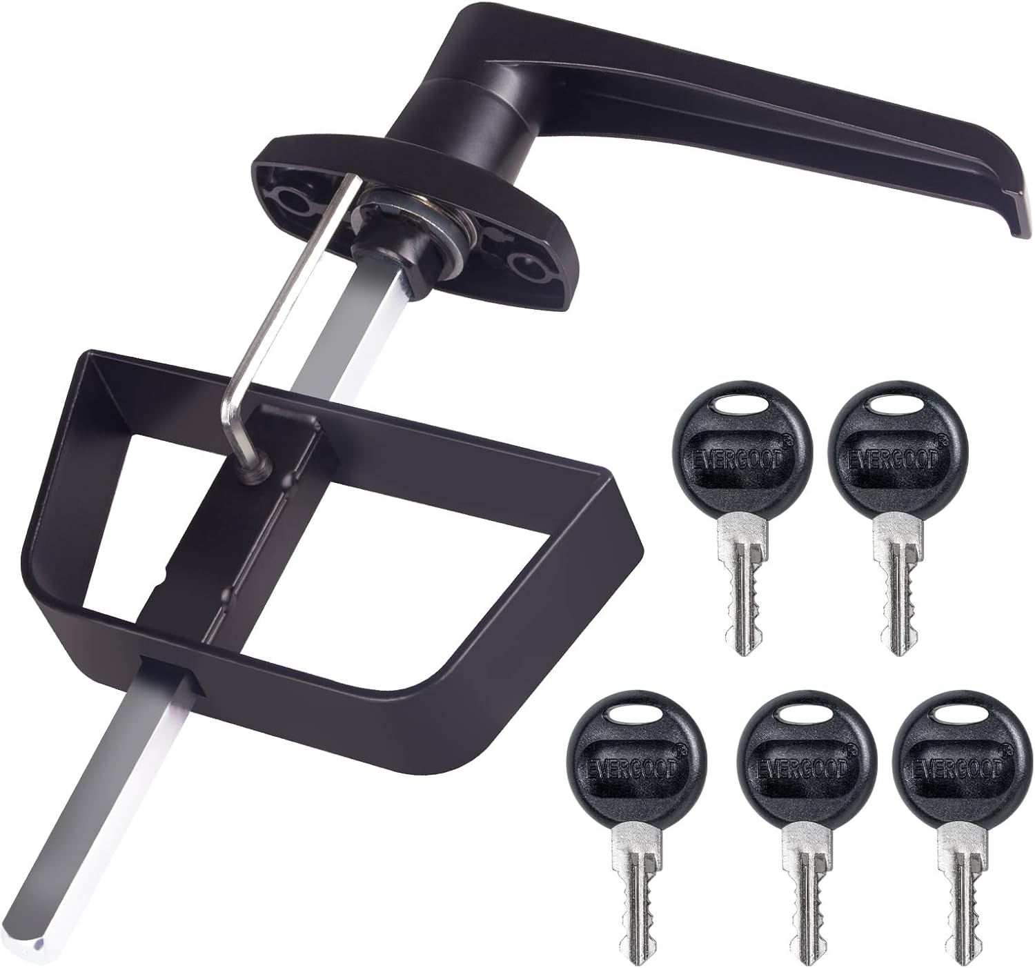 5-Key L-Handle Shed Lock Kit - Durable Anti-Corrosion Metal Hardware with 7-1/2" Stem | for Playhouses, Chicken Coops, Campers & More (Black)