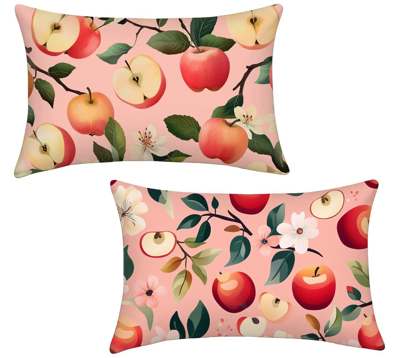 Housse coussin exterieur rose 50x70 cm lot de 2 en lin pour deco salon de jardin