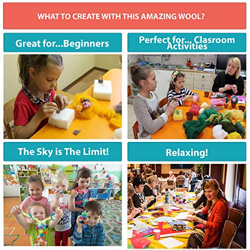 image for Needle Felting Kit - Felting Wool Roving 40 Color Tools Set - Felting 