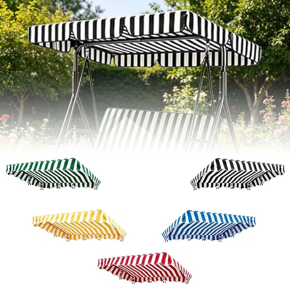 SMCMGECEUZ Stripe Swing Canopy Replacement Cover Porch Swing Canopys, Waterproof Swing Canopy Top Covers Replacement Canopys For Garden Swing Chair 75 77 83 98in(Black,160x110cm(63x43in))