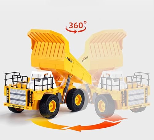 Miniatura 5 de Camión volquete de juguete con control remoto, 6 canales 2.4Ghz RC Vehículos de construcción, camión de control remoto de metal resistente con luces