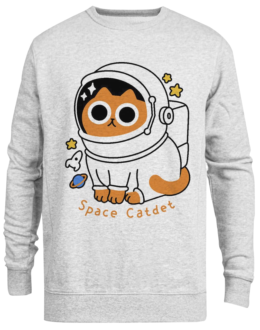 Pull ras du cou Space Catdet unisexe gris sweat-shirt tendance à col rond