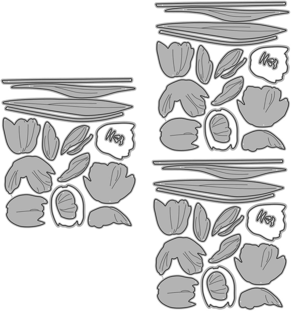 TEHAUX 3 Sheets Metal Cutting die Flower Stamps Floral