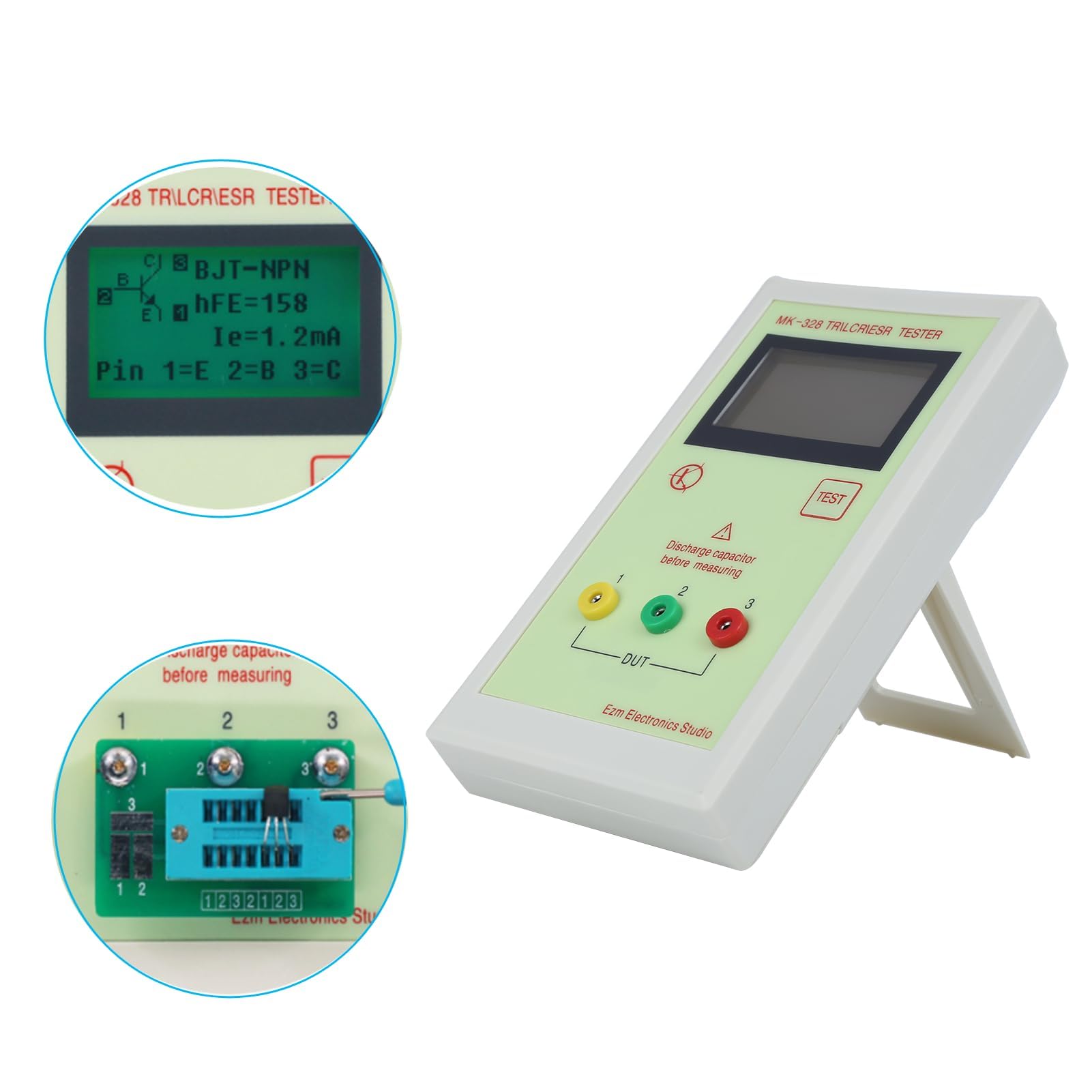 MK-328 Multifunktions Transistortester, TR Induktivitätskapazitätswiderstand Elektronisches Messgerät für NPN- und PNP-Bipolartransistoren