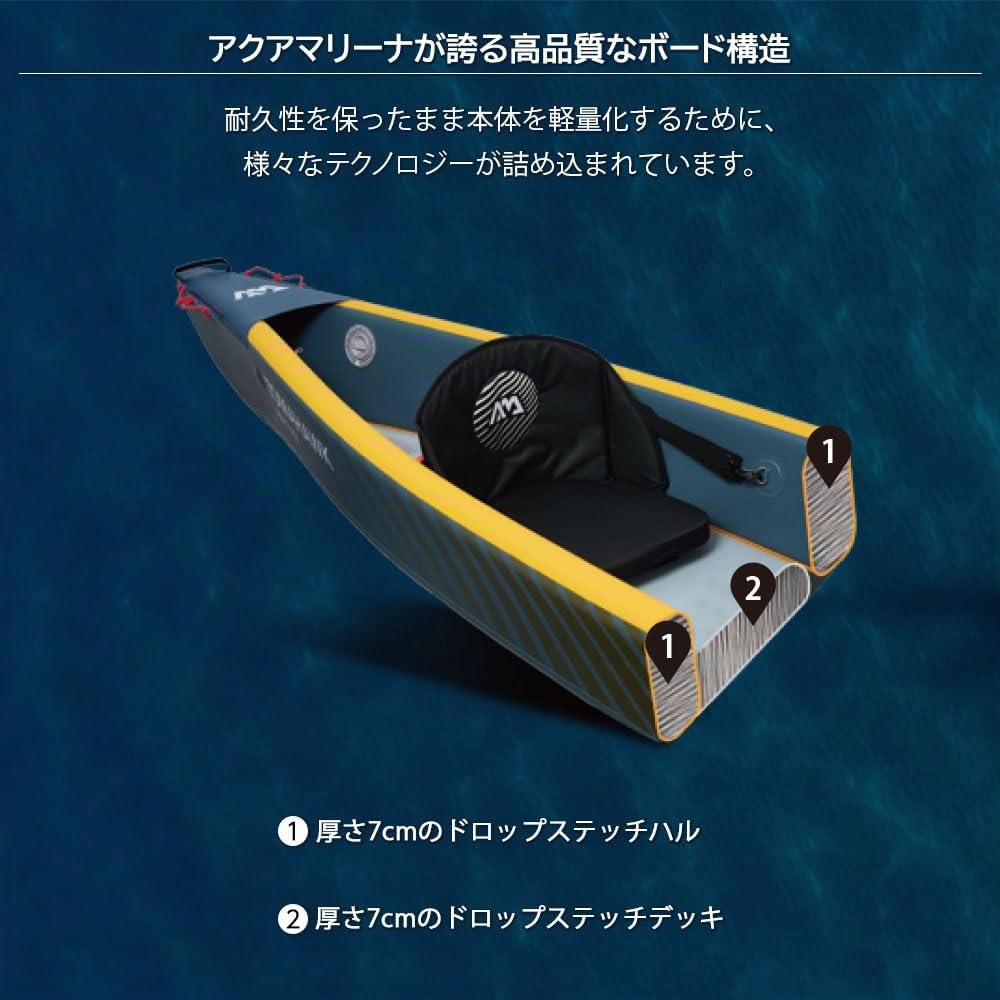 Aqua Marina Tomahawk 4.6 m 8 Full DOP-Stitch Aufblasbares Speed-Kanu für 2 bis 3 Personen
