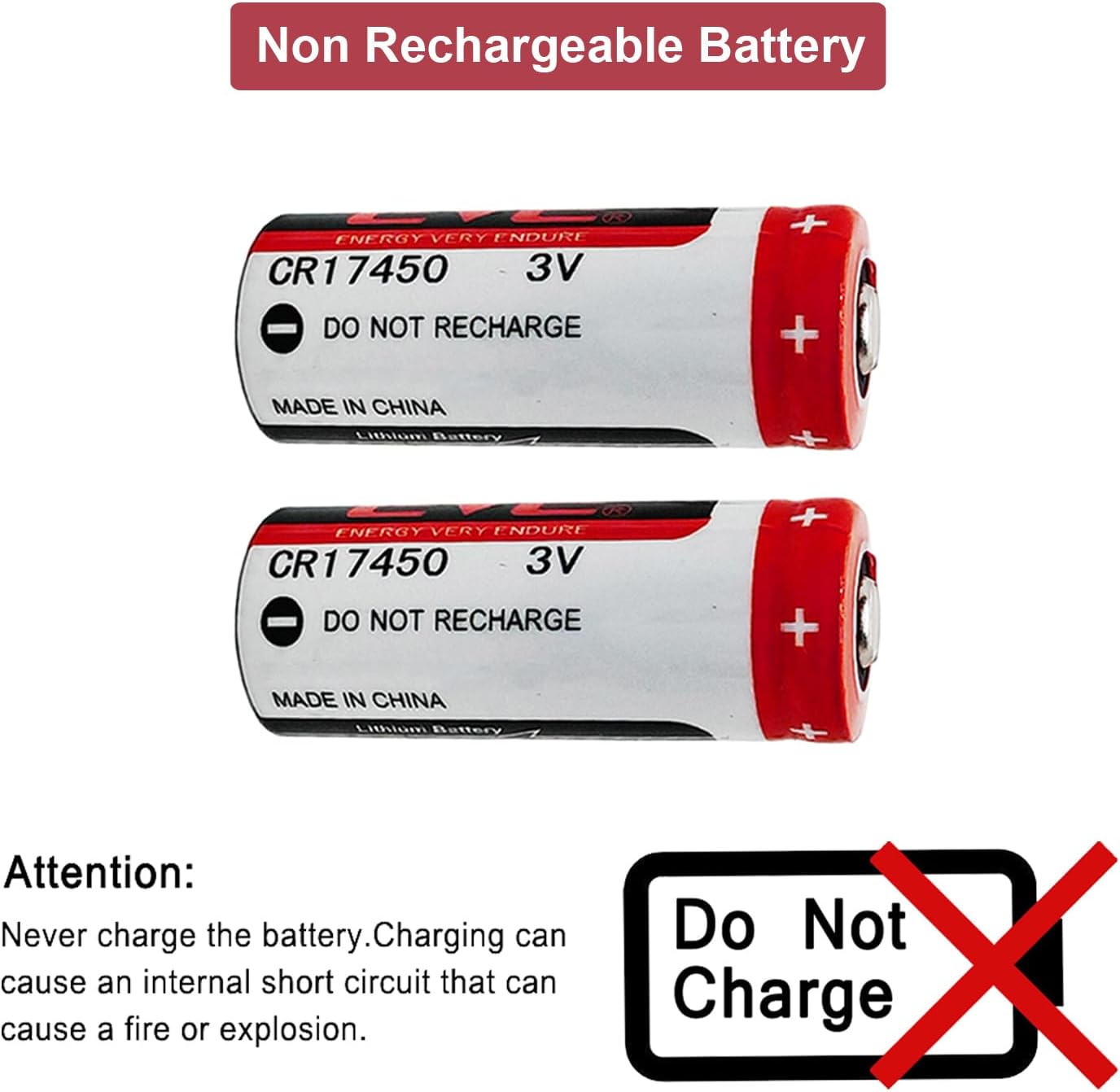 4 PCS CR17450 3V Lithium Battery 2400mAh Replacement PLC Industrial Control Battery Non-Rechargeable