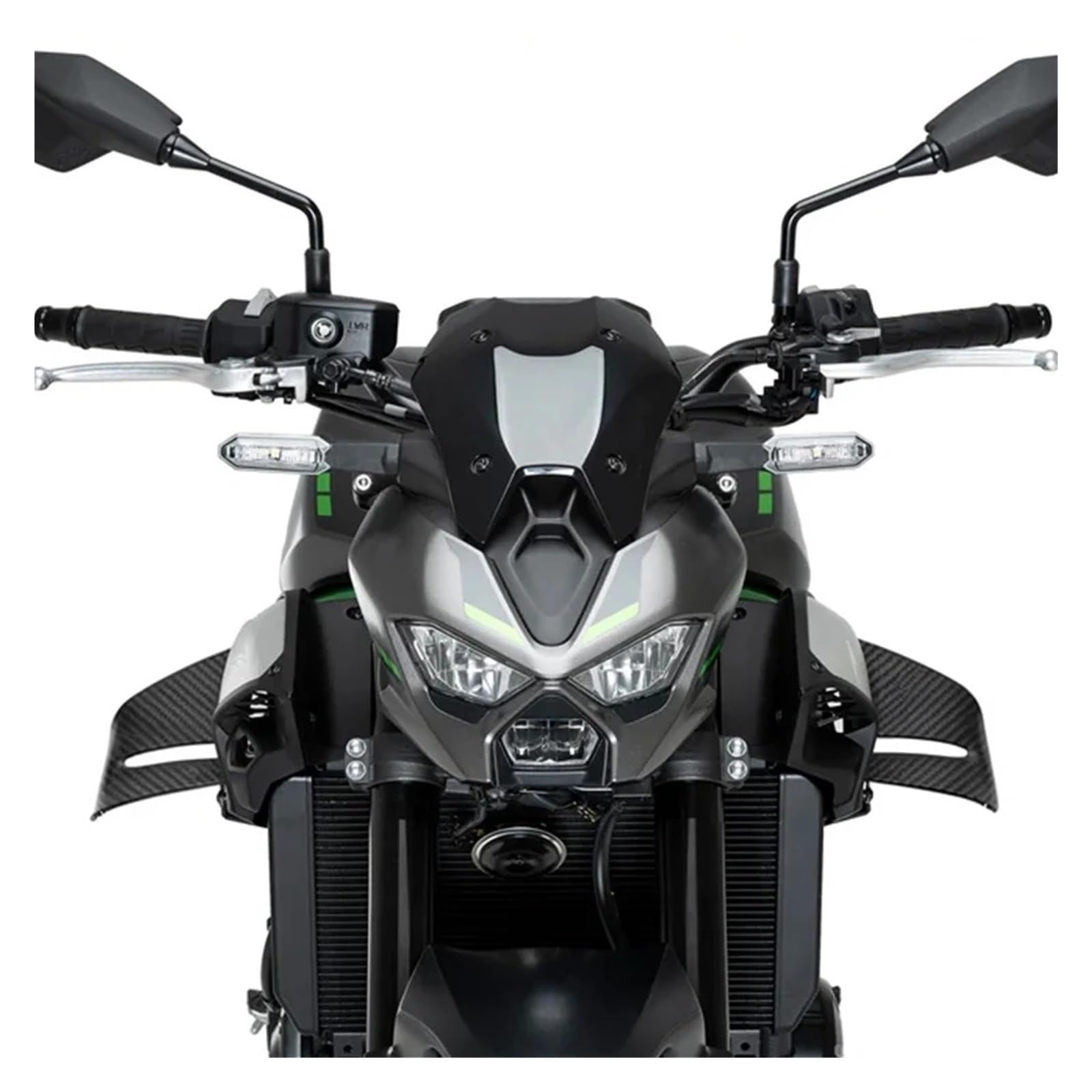 Motorrad-Frontspoiler Für Kawasaki Für Z900 Für Z900 SE 2025 2026 Motorrad Seite Spoiler Abtrieb Aerodynamische Wind Verkleidung Winglet(Glossy Black)
