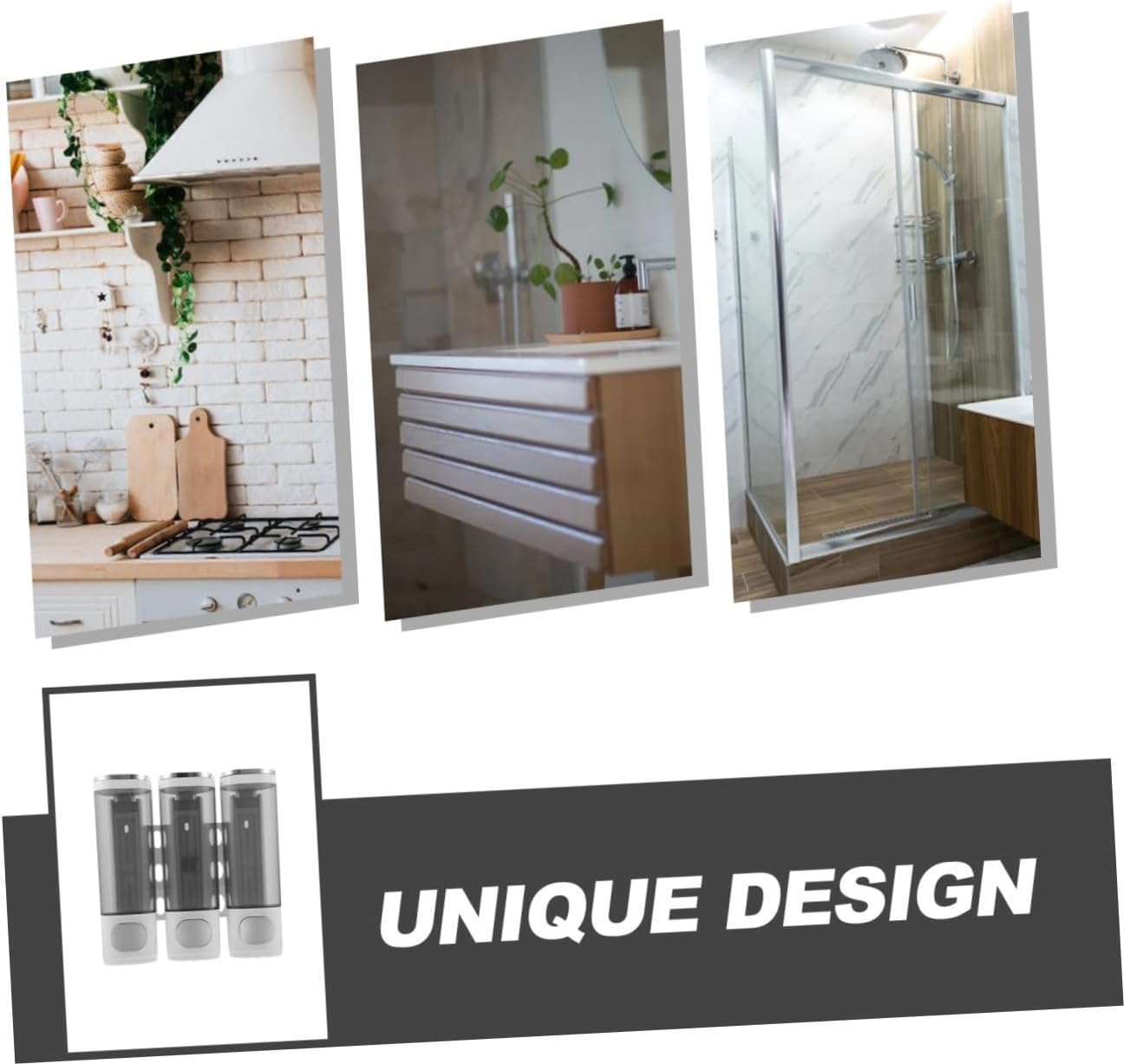 BESPORTBLE Wall-Mount Soap Dispenser and Shampoo Holder 3-Chamber Manual Liquid Soap Box with Electroplated White Finish for Bathroom Shower Use