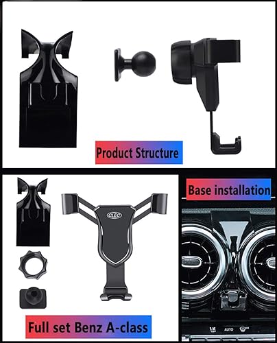 Miniatura 5 de Beerte - Soporte de teléfono para Mercedes Benz Clase A Sedan 2019-2021, CLA 2020-2021. Ventilación de aire ajustable para automóvil, rotación de
