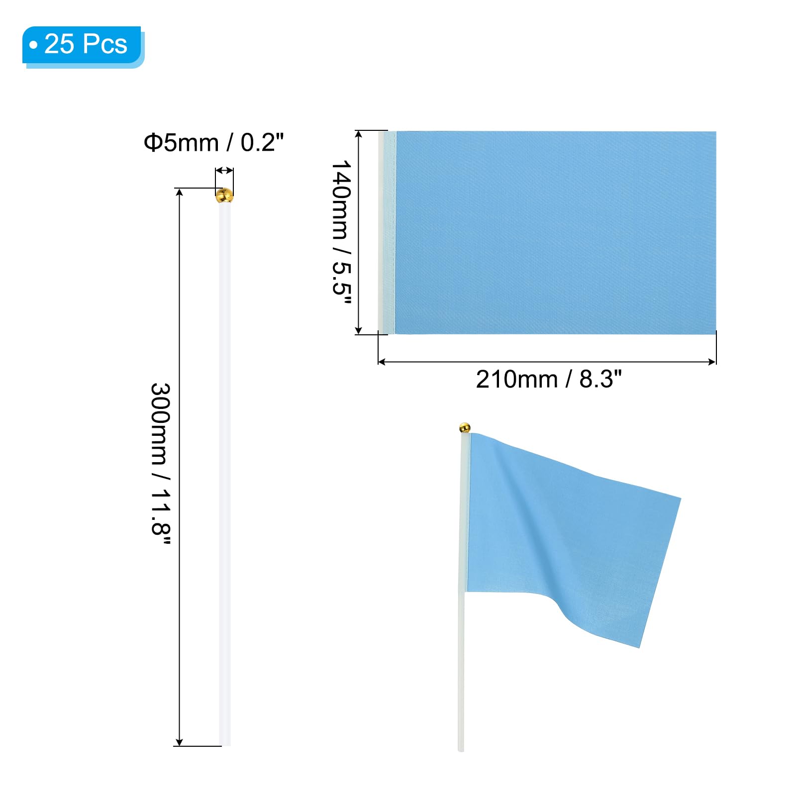 PATIKIL Lot de 25 mini drapeaux vierges colorés par sublimation pour jeu de cartes, anniversaire, cour, pelouse, marquage au sol, sport, golf, fête, remise de diplôme, irrigation, 30 x 21,1 cm