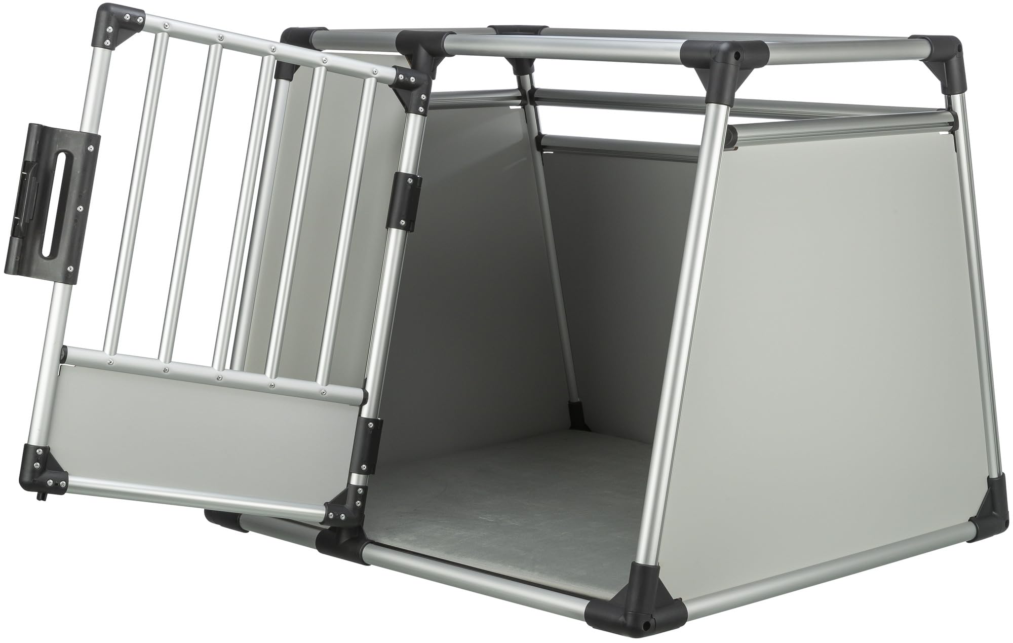 TRIXIE Caisse de transport pour chiens Aluminium en argent - L : 91 × 75 × 84 cm, caisse pour chien stable et silencieuse avec côtés biseautés, fermeture de sécurité & tapis de sol antidérapant- 39344