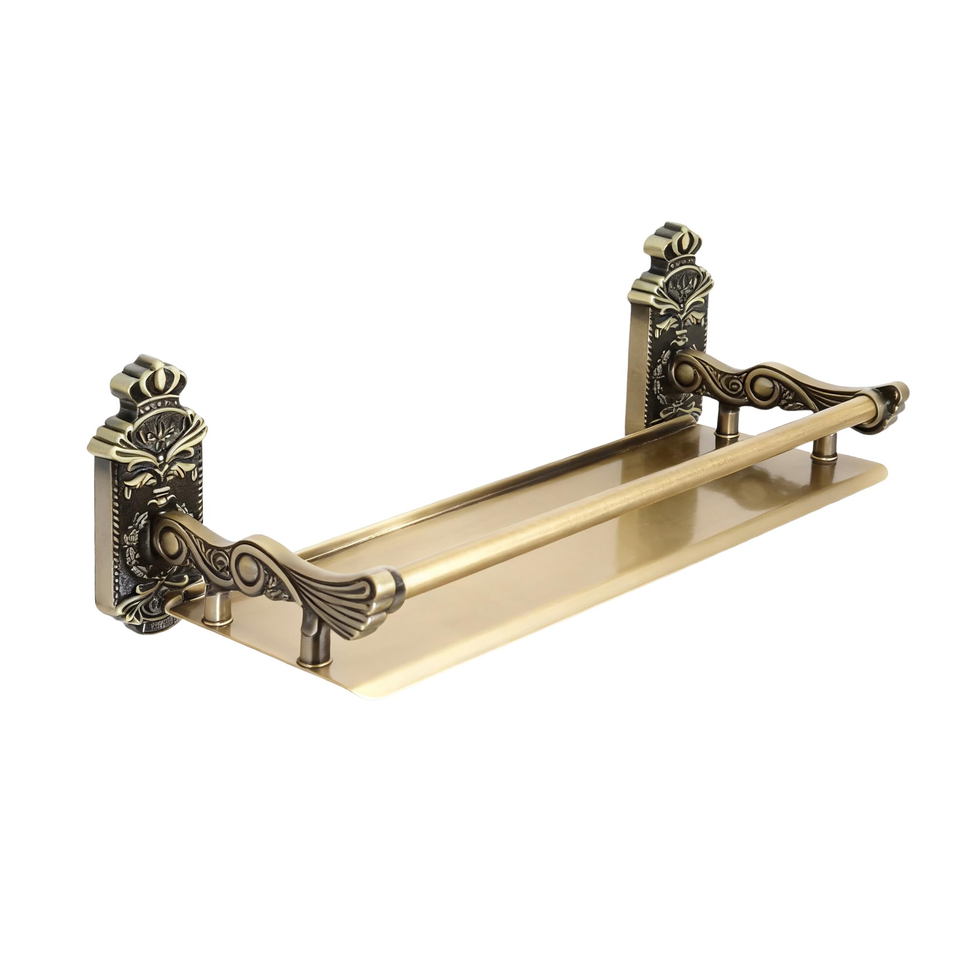 PEONYBATH Vintage Bathroom Shelves Wall Mounted with Metal Railing ，Storage Shelves for Bathroom, Kitchen, Living Room & Bedroom(Antique Bronze, 15.7 Inches)