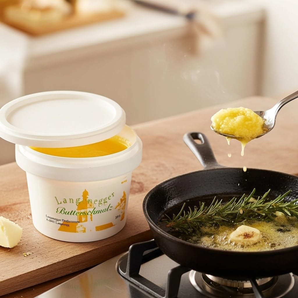 Bregenzerwälder Ghee – Butterschmalz aus 5-fach Gold-prämierter Heumilch-Butter – Ayurvedisch geklärt & laktosefrei – Hoch erhitzbar bis 250°C – 100% Natur aus Österreich (480 g)