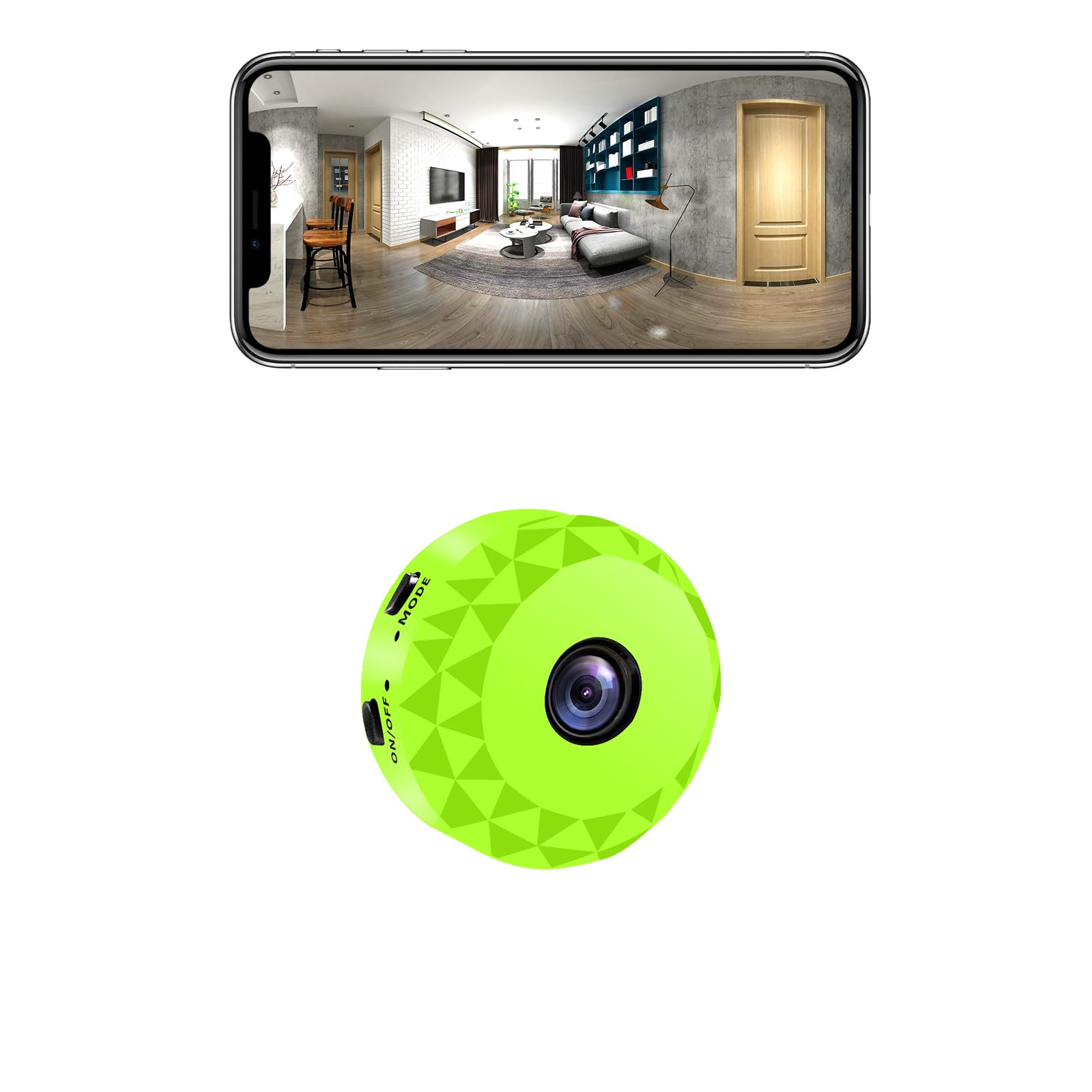 1080P WiFi Spy Camera Hidden Camera with Motion Detection Wireless Indoor Security Camera for Smart Home Surveillance Nanny Cam Long-Lasting Battery Spy Cam with App Control (Green Yellow)