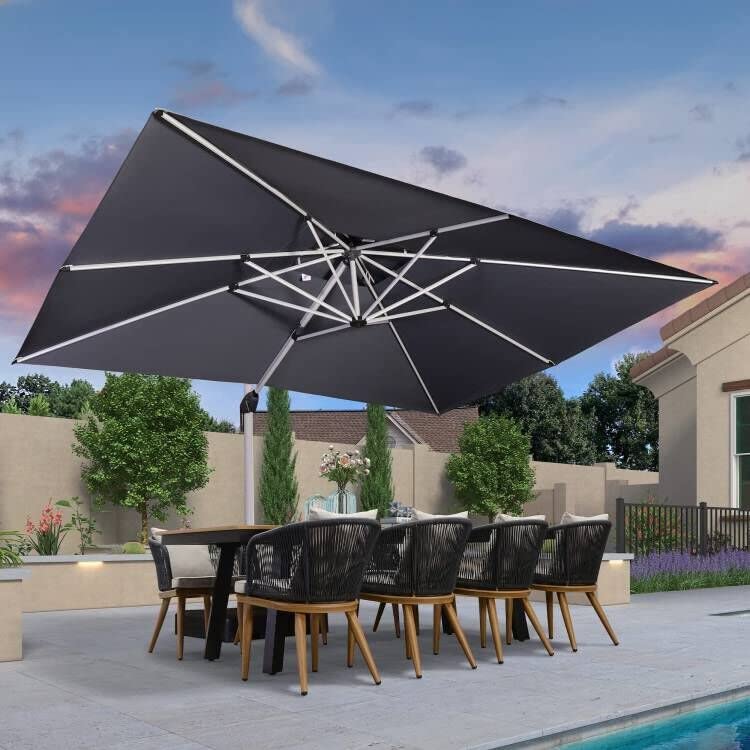 Parapluie De Patio Avec Lumière LED – 28 LEDs, 3 Modes, Minuterie – Fonctionne Sur Piles