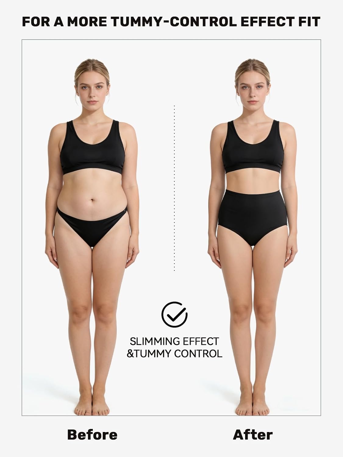Bellecarrie High Waisted Full Coverage Bikini Bottoms Dance Brief | Opaque stretch fabric, tummy control, no rolling or sagging, flattering fit, perfect for swim, dance, costume