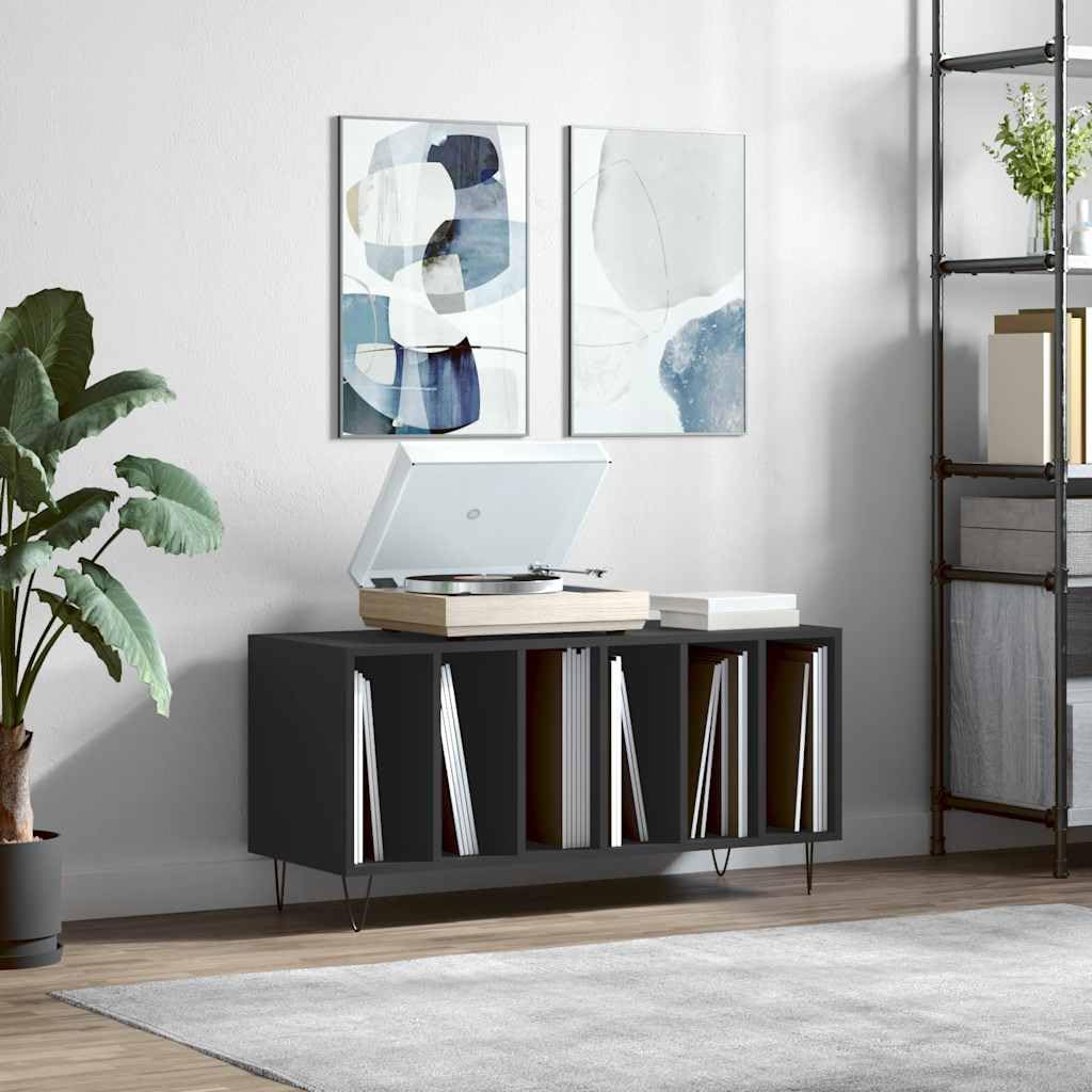 Armadio per dischi in vinile, 100 x 38 x 48 cm, in legno con gambe in ferro, spazioso scaffale per dischi LP e mobili fonici per giradischi e collezione musicale in soggiorno