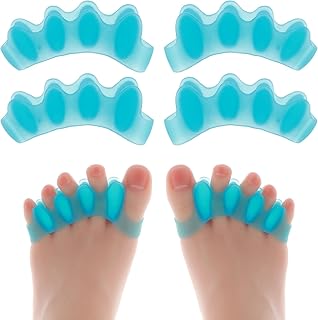 WLLHYF Gel Toe Separator Soft Bunion Corrector Toe Spacer Hammer Washable Toe Straightener Toenail Dividers Repeatable Pedicure Kit Toenail Polish Grooming for Men Women (2 pair) (2 pair, Blue)