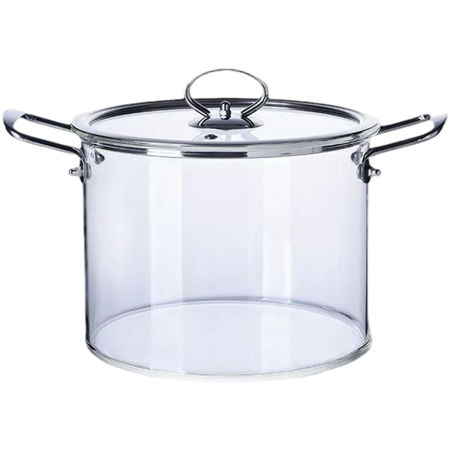 Glastopf mit Deckel, 4 l transparenter Kochtopf mit zwei Edelstahlgriffen zum Kochen von Nudeln und Suppen