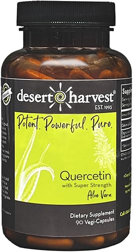 Desert Harvest Suplemento de Quercetina, 500 mg, 90 Cápsulas con Aloe Vera para Absorción