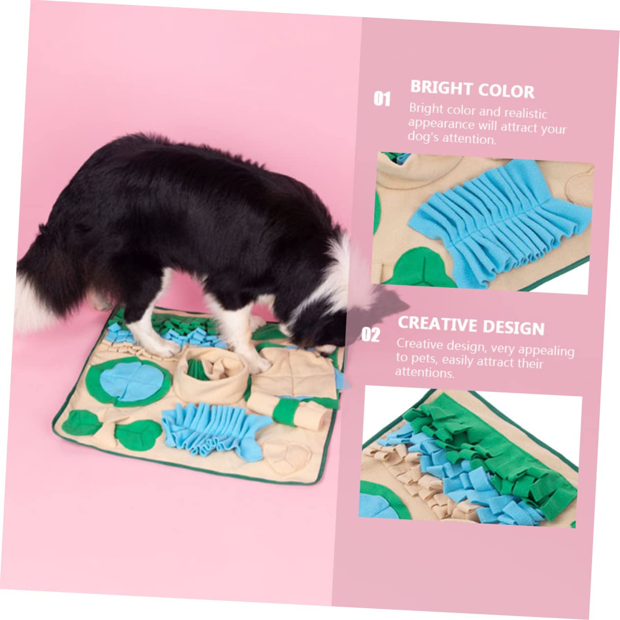 Hundeschnüffelmatte für Langsames Fressen aus Polar Fleece, 1 Stück | Geometrisches Design, für Katze und Haustier, Realistische Optik, Kreative Ausführung