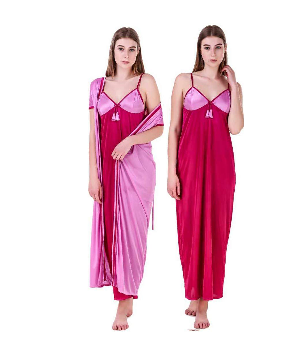 ankona 2pcs Nighty Set with Twin Color House Coat & Inner Nighty-picture-22