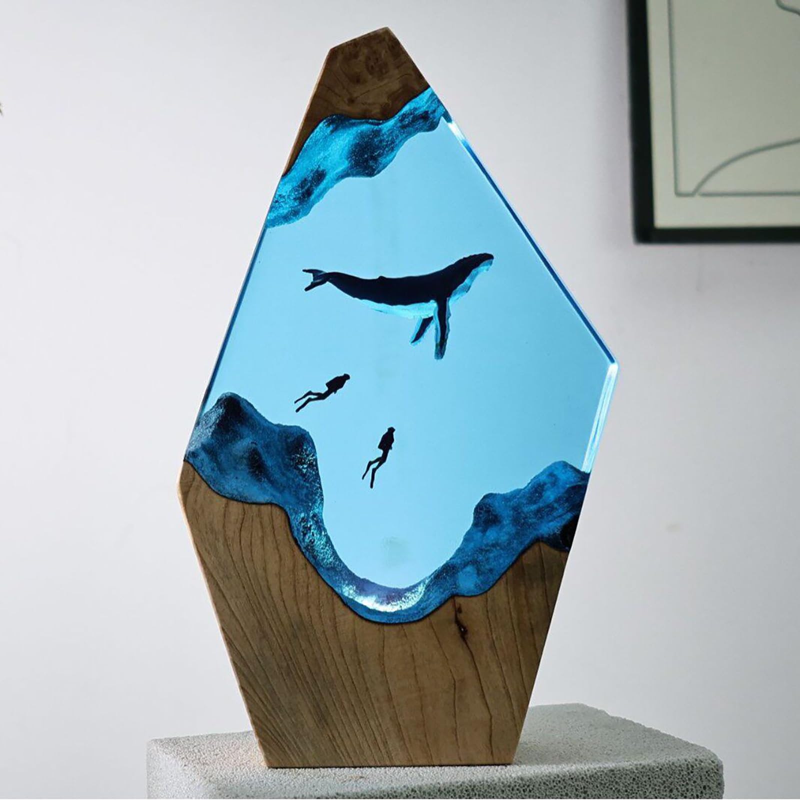 FGJtguE Woods lamp, with Couple Diver & Whale Shark USB LED Night Light Underwater Diorama,Decor for Marine Lovers(Y)