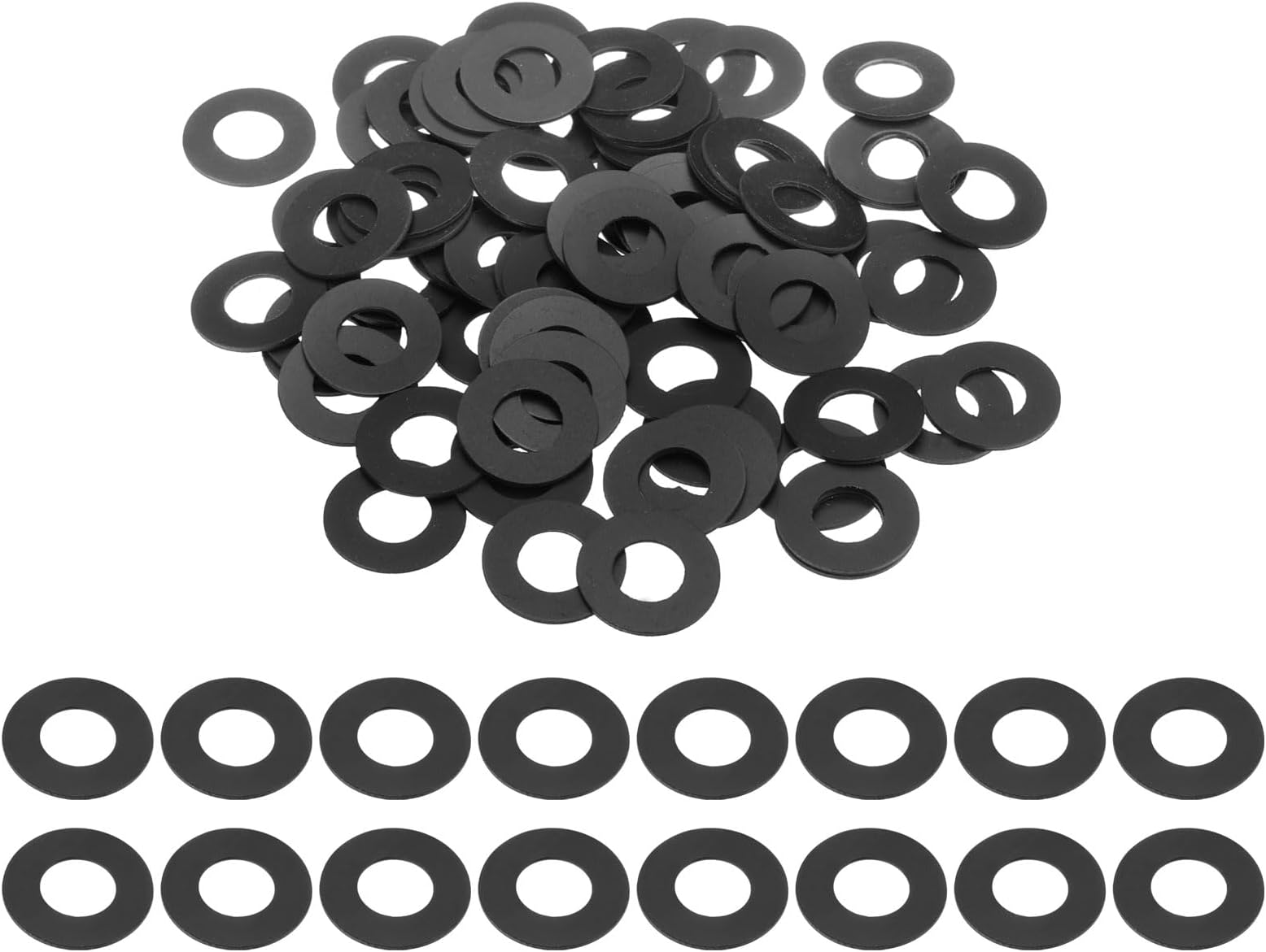 120 Pcs M10 PVC Flat Washers 10mm ID 20mm OD 0.5mm Thick Plain Washer Grommets Plastic Sheet Gasket Fastener Sealing Spacer Gasket Ring Water Hose Washers, Black