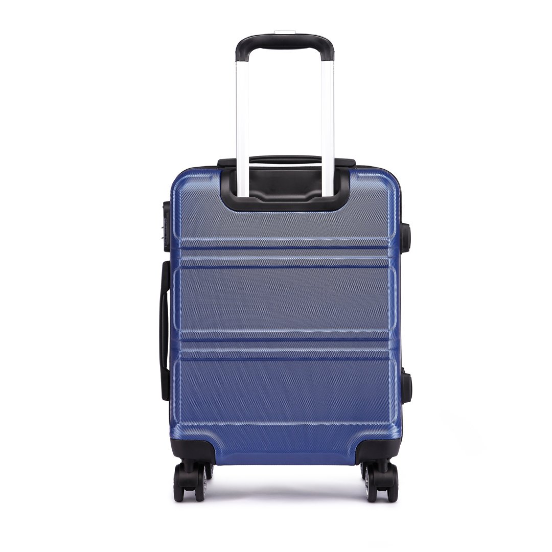 Kono Zestaw 4 lekkich walizek z twardą obudową ABS z 4 kołami obrotowymi i zamkiem TSA 50 cm, 61 cm, 71 cm + walizka na kosmetyki 30 cm, granatowy, Sets of 3, Podręczny