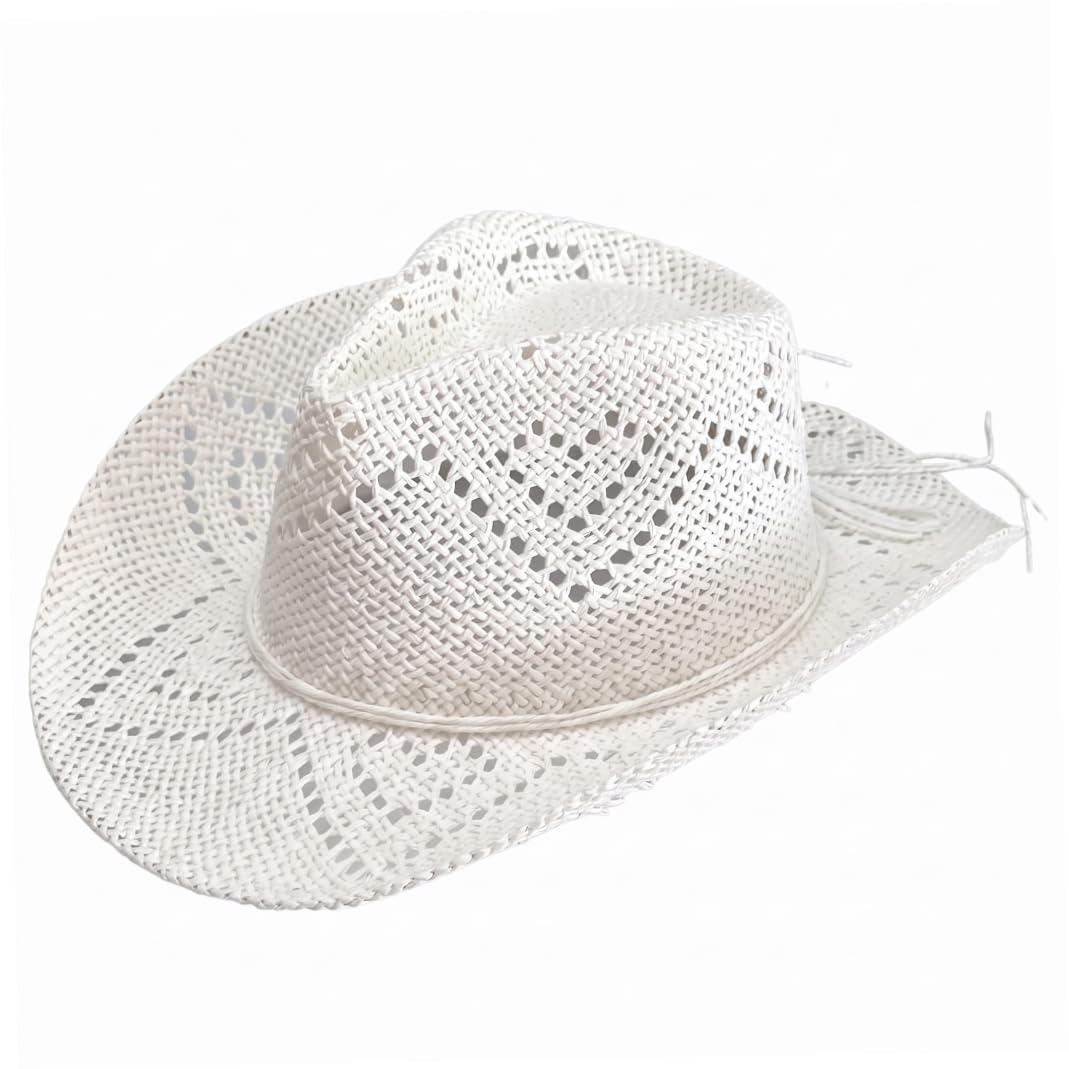 Cappello di Paglia da Cowgirl, Cappello da Spiaggia di Paglia Traspirante, Beige