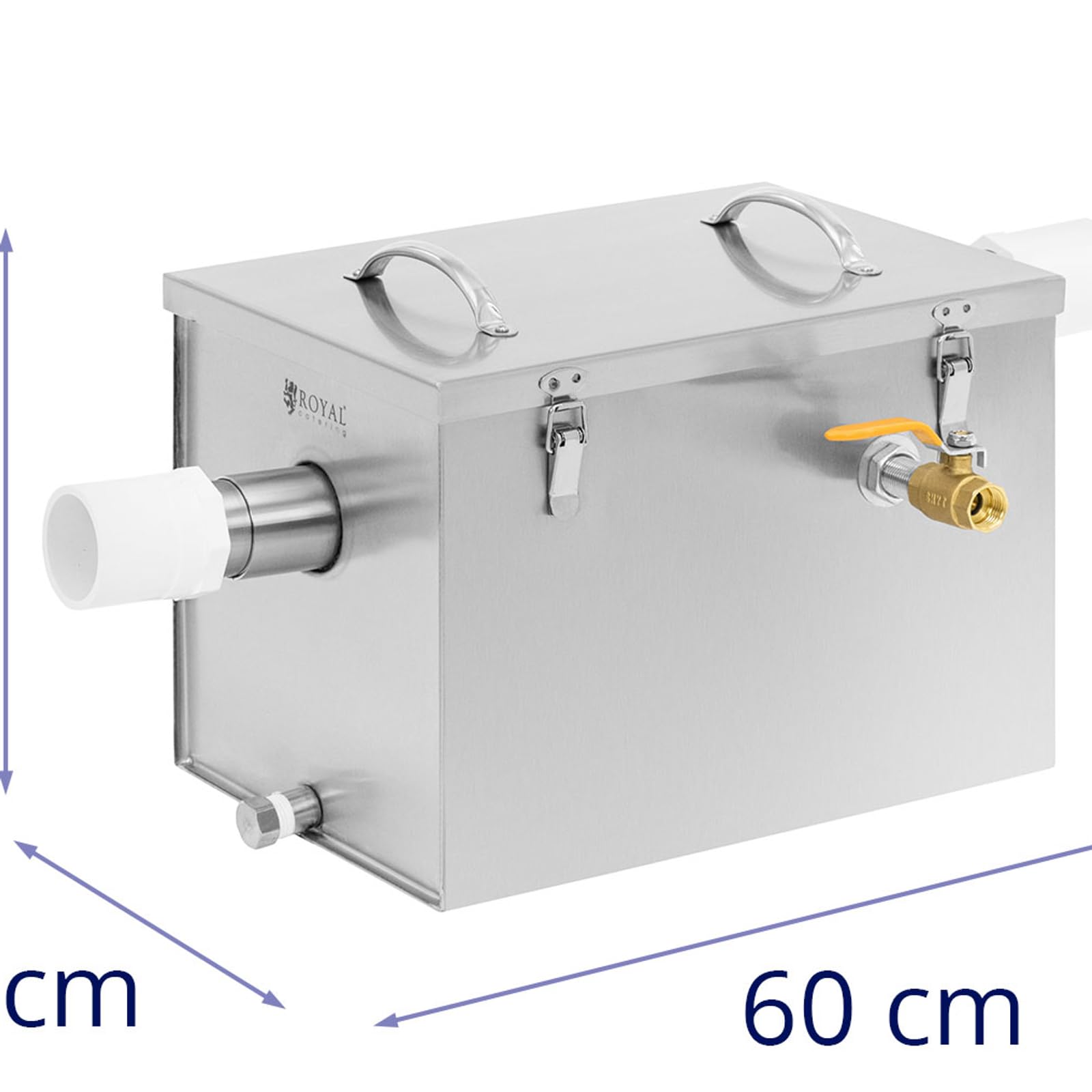 Royal Catering RCFA 20 Séparateur de graisse 21 l en acier inoxydable, séparateur de graisse, séparateur de graisse pour cuisine, installation de séparation de graisse, séparateur de graisse
