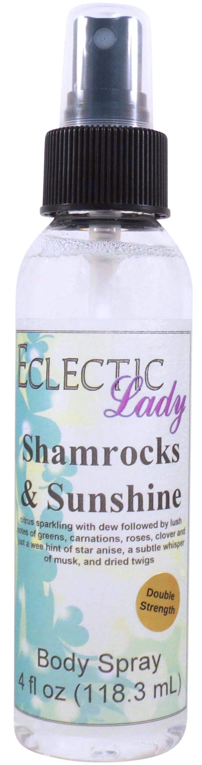 Eclectic Lady Shamrocks and Sunshine Body Spray, Double Strength, 4 ounces, Body Mist for Women with Clean, Light & Gentle Fragrance, Cologne with Soft, Subtle Aroma For Daily Use