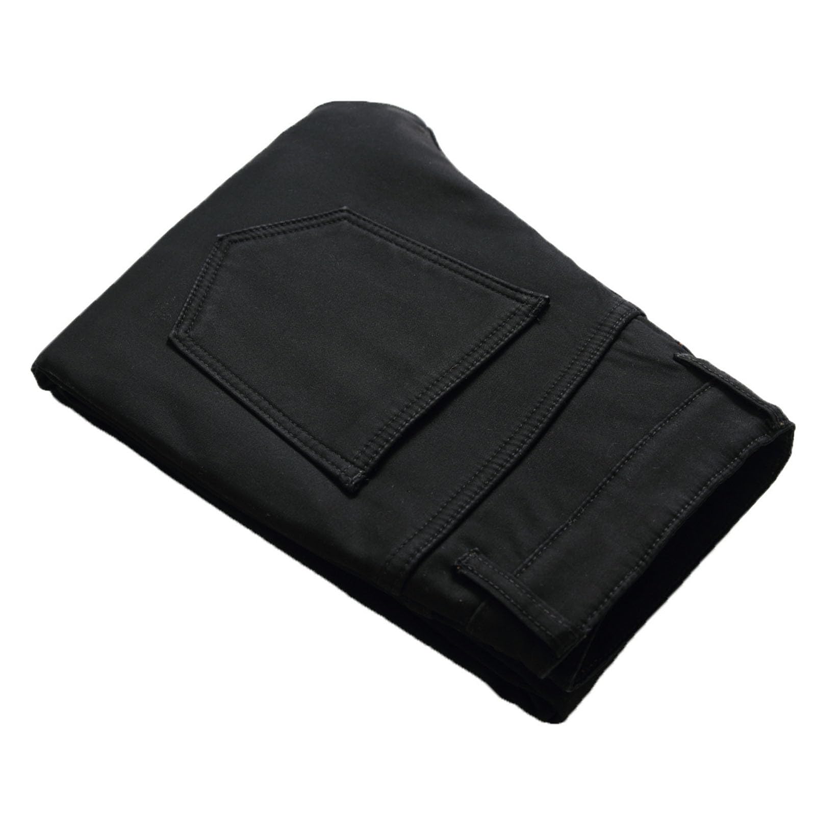 Jeans termici da uomo, invernali, imbottiti, in pile, imbottiti, per attività all'aria aperta, sottili, invernali, spessi, antivento, elasticizzati, comodi, in denim, O nero., 42