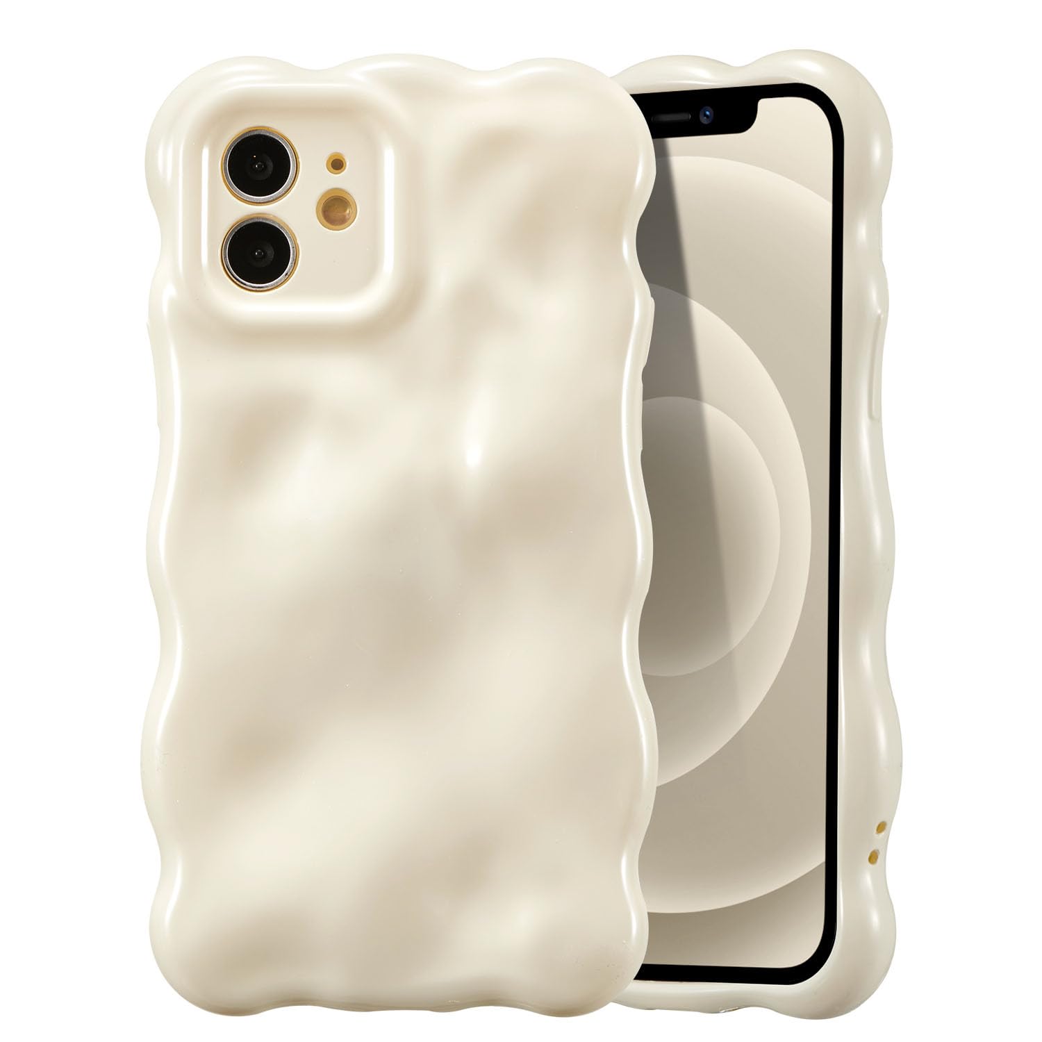 UEEBAI Case For IPhone 16 Plus, Cute Solid Color Curly Wave Shape Shockproof Soft TPU Bumper Phone Case, Candy Water Ripple 3D Silicone Slim Pretty Case Non-yellowing Cover-Rose Gold - View #9