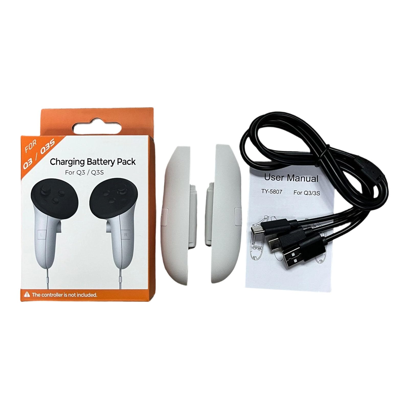 VR Controller Battery Pack Rechargeable Battery Cover for Meta Quest 3S/Quest 3, Meta ๐๐ฎ๐๐ฌ๐ญ 3 Accessories (White)