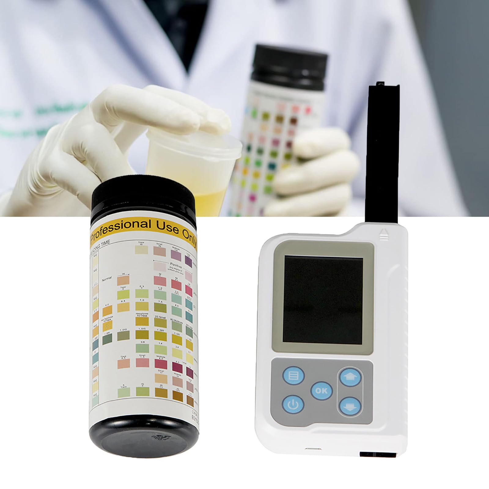 Analizador de orina digital, 11 análisis de orina de rutina con tiras de prueba de pH, tiras de prueba de orina portátiles Instrumentos de prueba, para pruebas en el hogar, viajes, hospital y clínicas